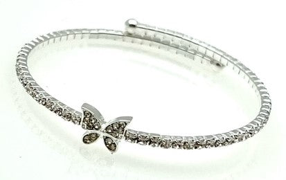 Silver Wrap Butterfly Bracelet with Crystals