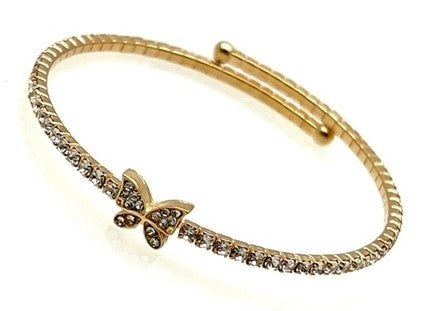 Gold Wrap Butterfly Bracelet with Crystals