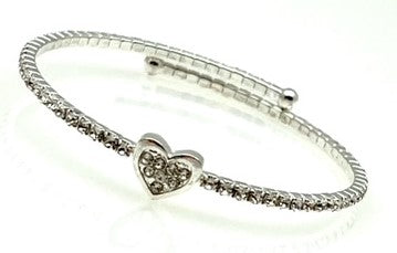 Silver Wrap Heart Bracelet with Crystals