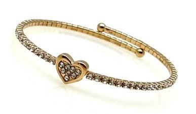 Gold Wrap Heart Bracelet with Crystals