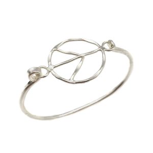 Silver Plated Hinge Bracelet Peace Sign