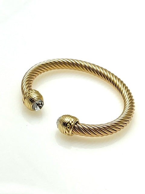 Gold Cable bracelet with crystal cap