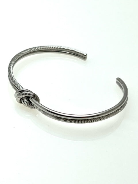 Silver Cuff bracelet with Love Knot