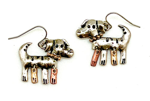 Patina Dog Earrings with moveable legs