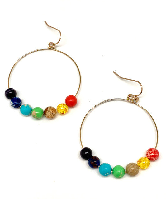 Chakra Bead Hoop Earrings