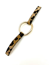 Cowhide Leather Snap Bracelet with Gold circle