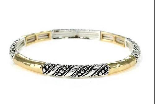 Silver and Gold Stretch Bracelet with Dot Rope design