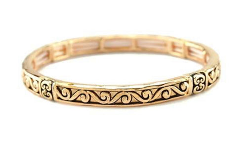 Gold Stretch Bracelet with Curves design