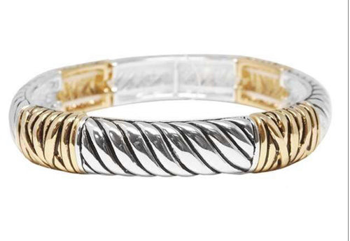 Silver and Gold Stretch Bracelet with Rope designs