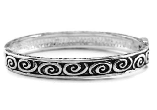 Silver Stretch Bracelet with Spirals and Black accents