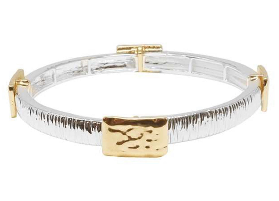 Silver Stretch Bracelet with Gold accents