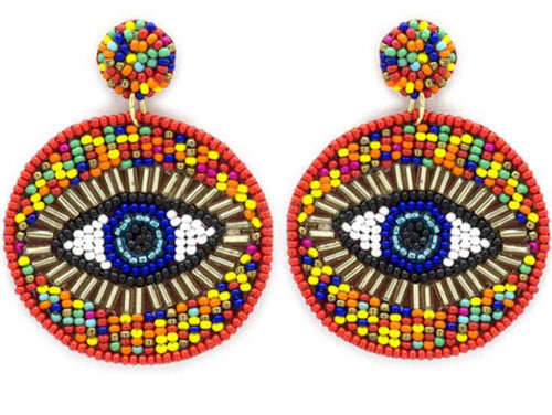 Evil Eye Protection Seed Bead Earrings