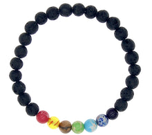 Chakra and Lava Stone Bead Stretch Bracelet