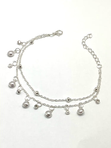 Silver Chain Anklet with Pearls