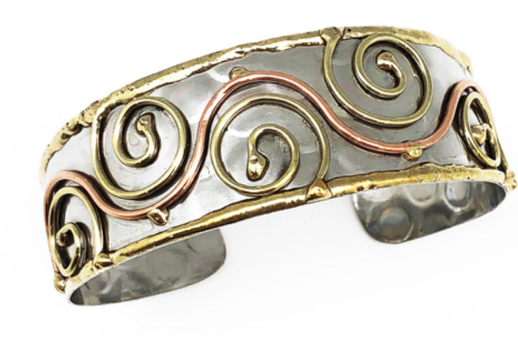 Mixed Metal Adjustable Cuff Bracelet