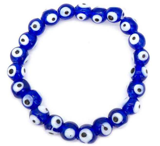 Blue Evil Eye Protection Beads Stretch Bracelet