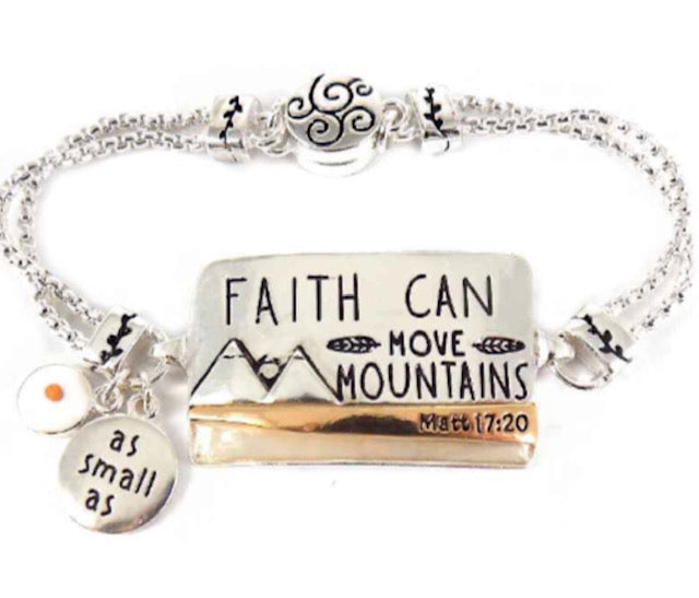 Silver Inspirational Magnet Closure Bracelet - Matthew 17:20