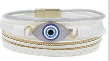 Evil Eye Protection Leather Magnetic Bracelet - 5 Colors