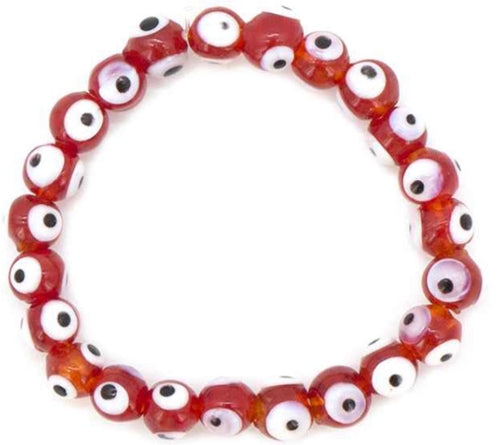 Red Evil Eye Protection Beads Stretch Bracelet