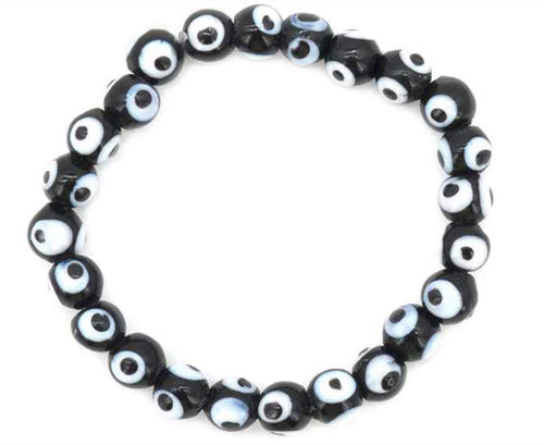 Black Evil Eye Protection Beads Stretch Bracelet