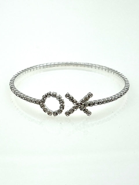 Silver Wrap Bracelet with Crystals - Xs and Os