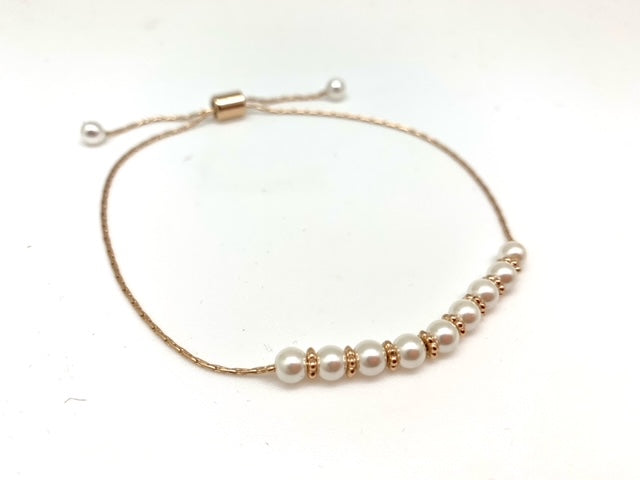 Pearl and Gold Adjustable Bracelet