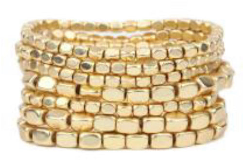 Multiple Metal Bracelets Matte Gold 7 pieces