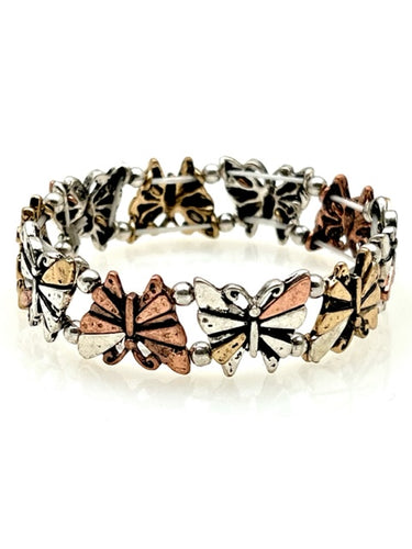 Multi Metal Stretch Bracelet - Butterfly