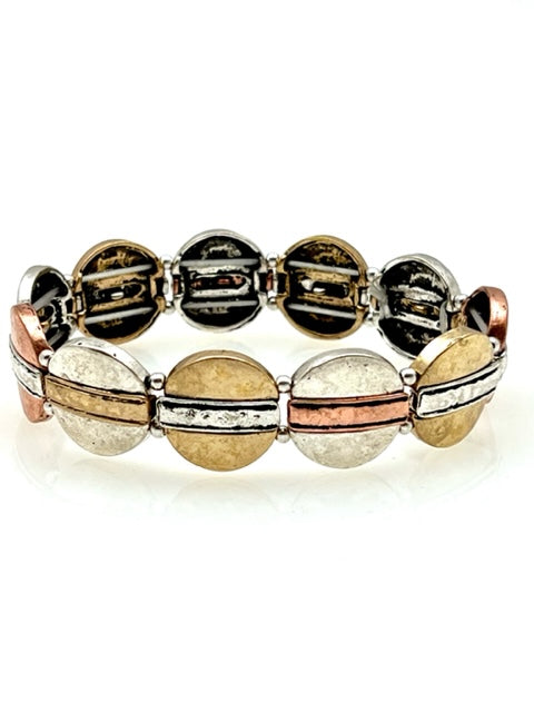 Multi Metal Stretch Bracelet - Mixed Shapes Design 31