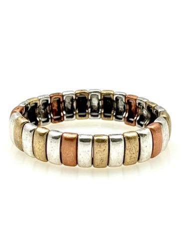 Multi Metal Stretch Bracelet - Mixed Shapes Design 35