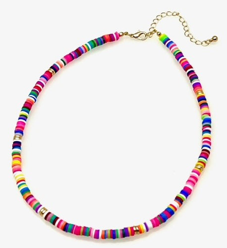 Bright Beaded Necklace with Gold beads - large beads