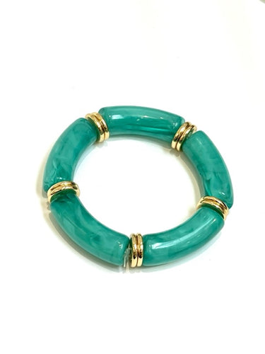 Marbled beaded stretch bracelet - Green