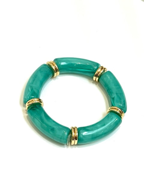 Marbled beaded stretch bracelet - Green