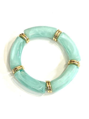 Marbled beaded stretch bracelet - Mint Green