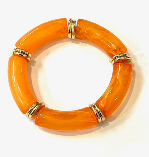 Marbled beaded stretch bracelet - Orange