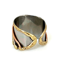 Multi Metal Adjustable Artisan Ring - Abstract