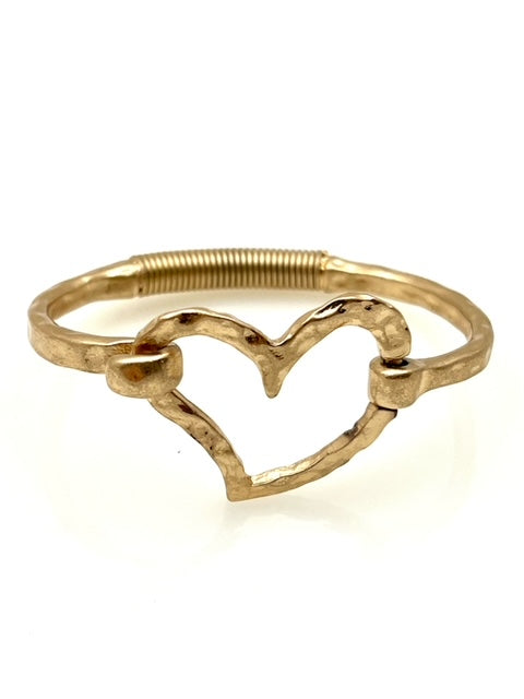 Gold Heart Hinge Bracelet