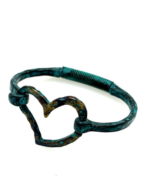 Patina Heart Hinge Bracelet