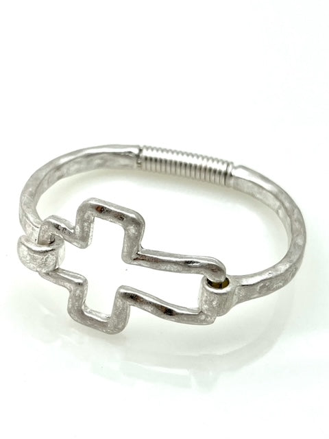 Silver Cross Hinge Bracelet