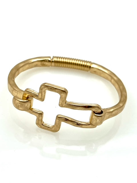 Gold Cross Hinge Bracelet