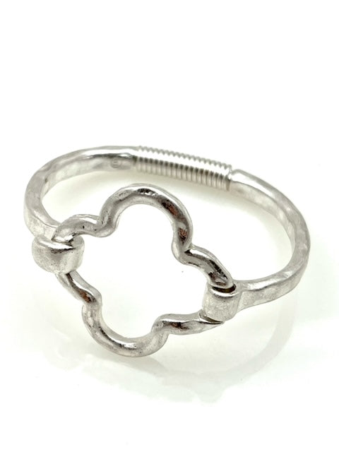 Silver Bracelet with Hinge closure - Clover