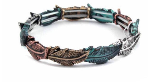 Patina Stretch Bracelet Leaves