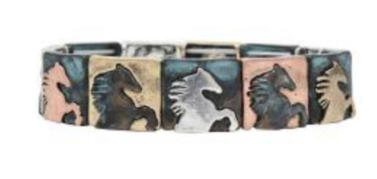 Patina Stretch Bracelet Horses