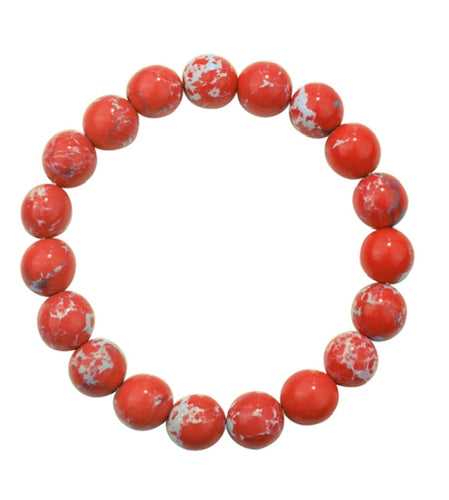 Genuine Stone Bracelet 10mm Bead Size - Red Emperor