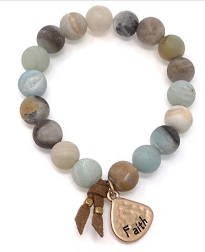 FAITH Natural Stone Inspirational Bracelet Amazonite