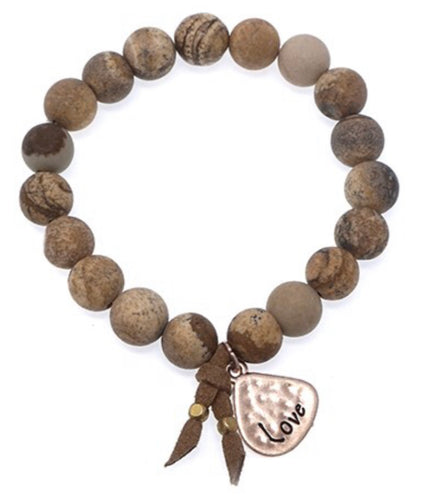 LOVE Natural Stone Inspirational Bracelet Picture Jasper