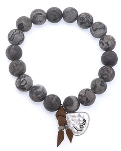 LOVE Natural Stone Inspirational Bracelet Larvikite