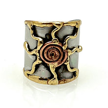 Multi Metal Adjustable Artisan Ring - Sunburst