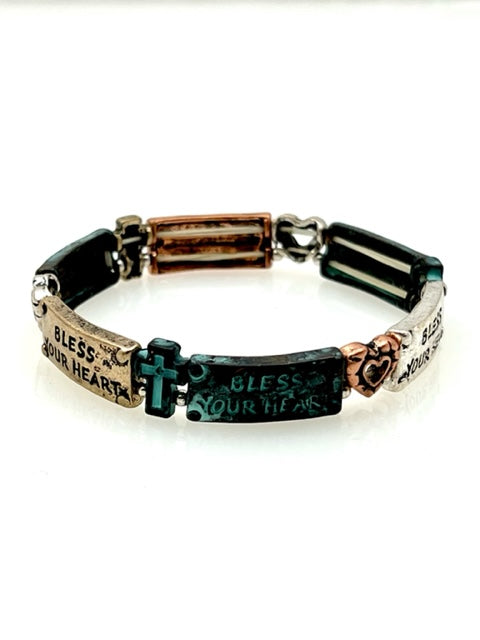 Patina Stretch Bracelet - BLESS YOUR HEART