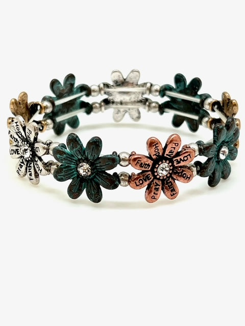 Patina Stretch Bracelet - Flower